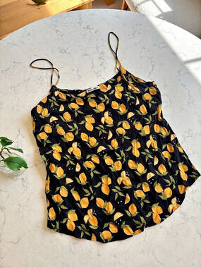 Reformation Atticus Camisole Black & Orange Size XL